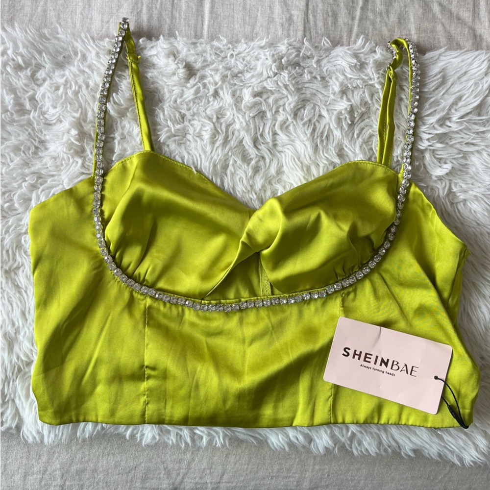 Cropped embellished tank
